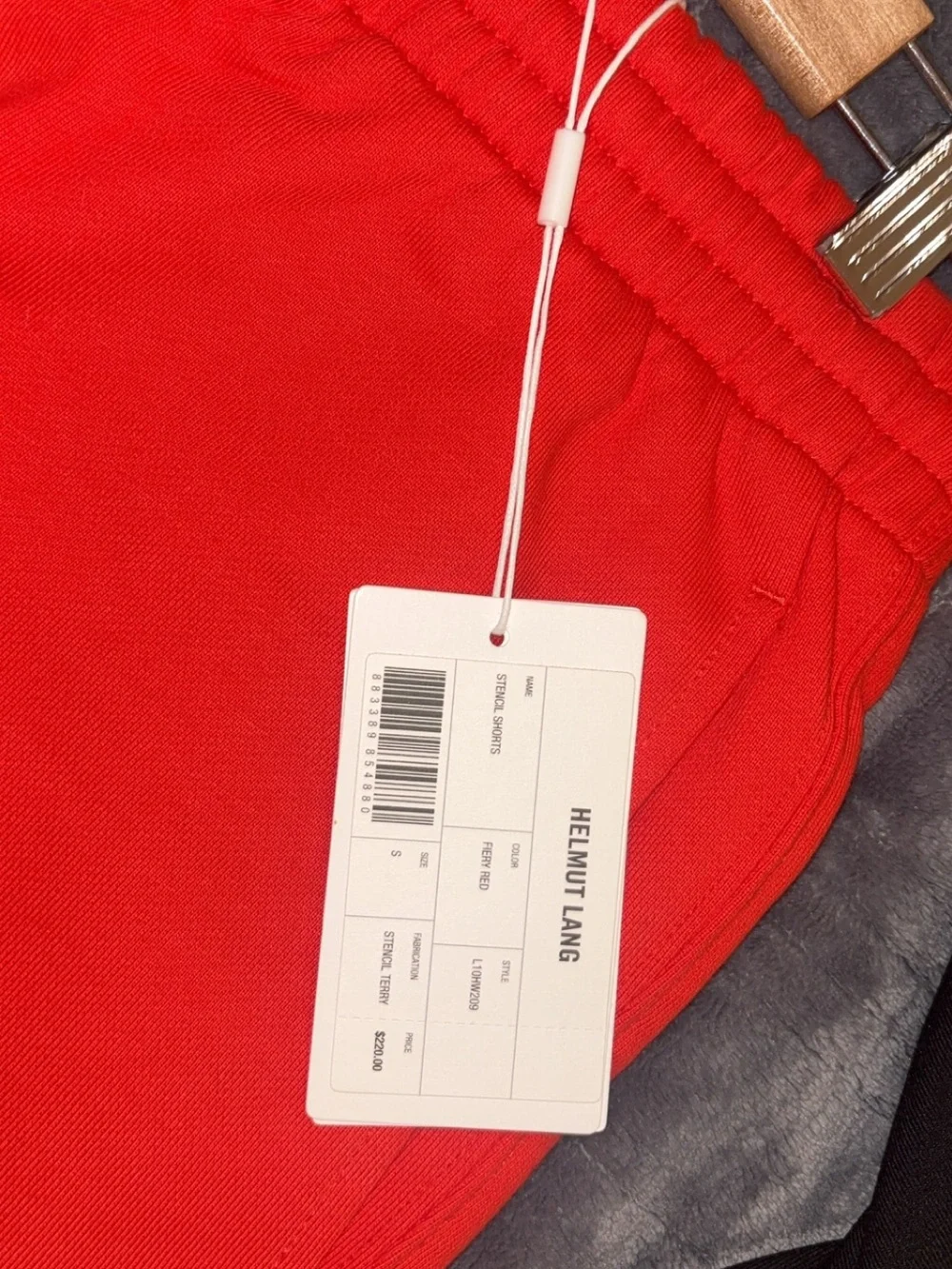 Helmut Lang Red Pullover Hoodie and Matching Shorts Set